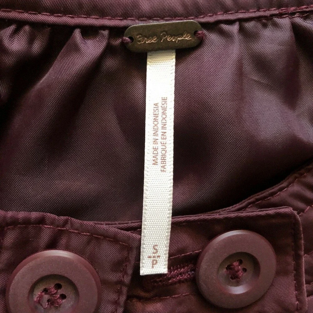 Free People Women Satin Midnight Bomber Full Zip Jacket Maroon Burgundy Red S - Picture 2 of 12